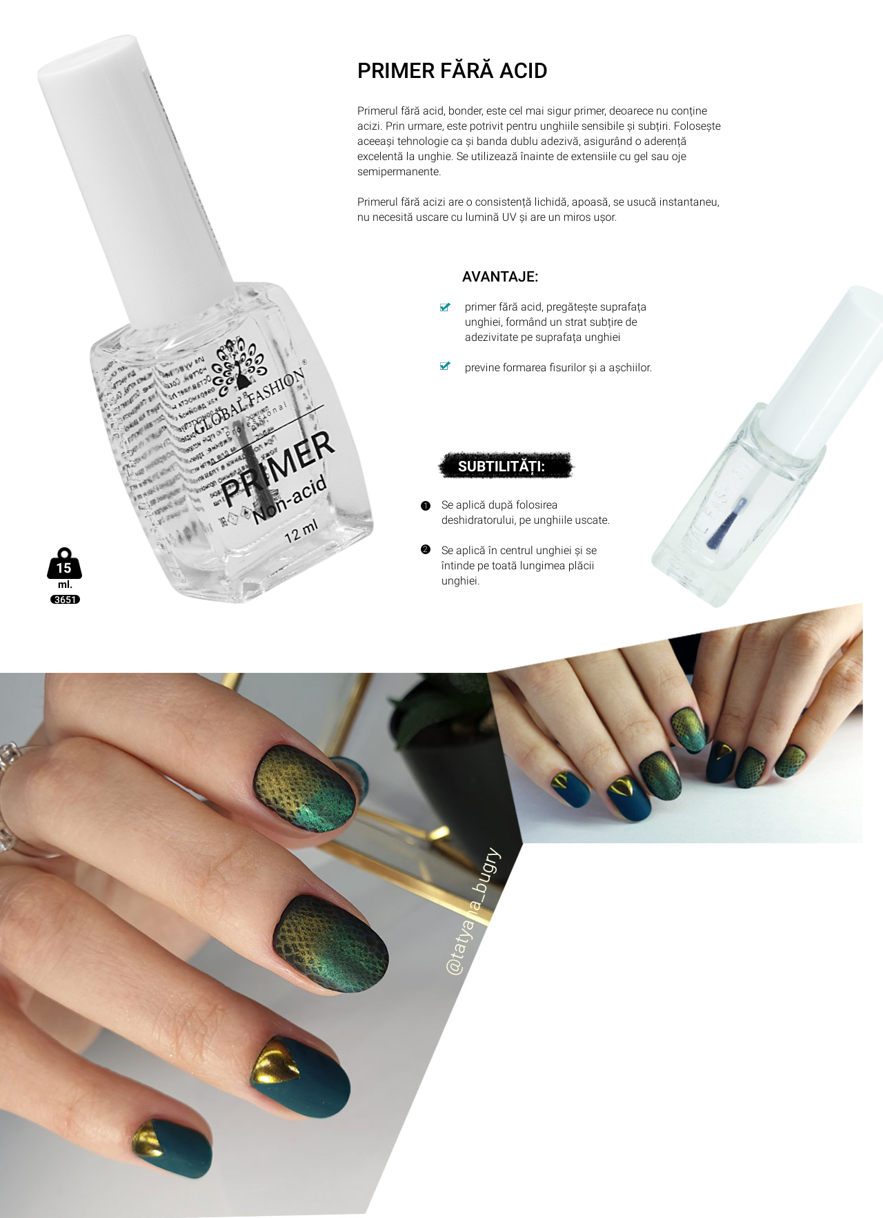 Primer Map Invisible Emag Primer non acid, Global Fashion, 12 ml, Transparent - eMAG.ro